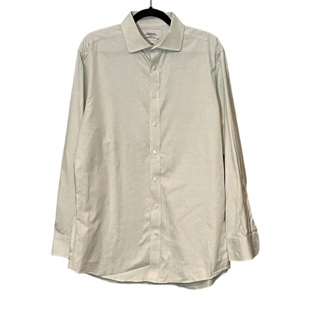 Charles Tyrwhitt Green Micro Stripe Slim Fit Dress Shirt 16.5 35 Quiet Luxury